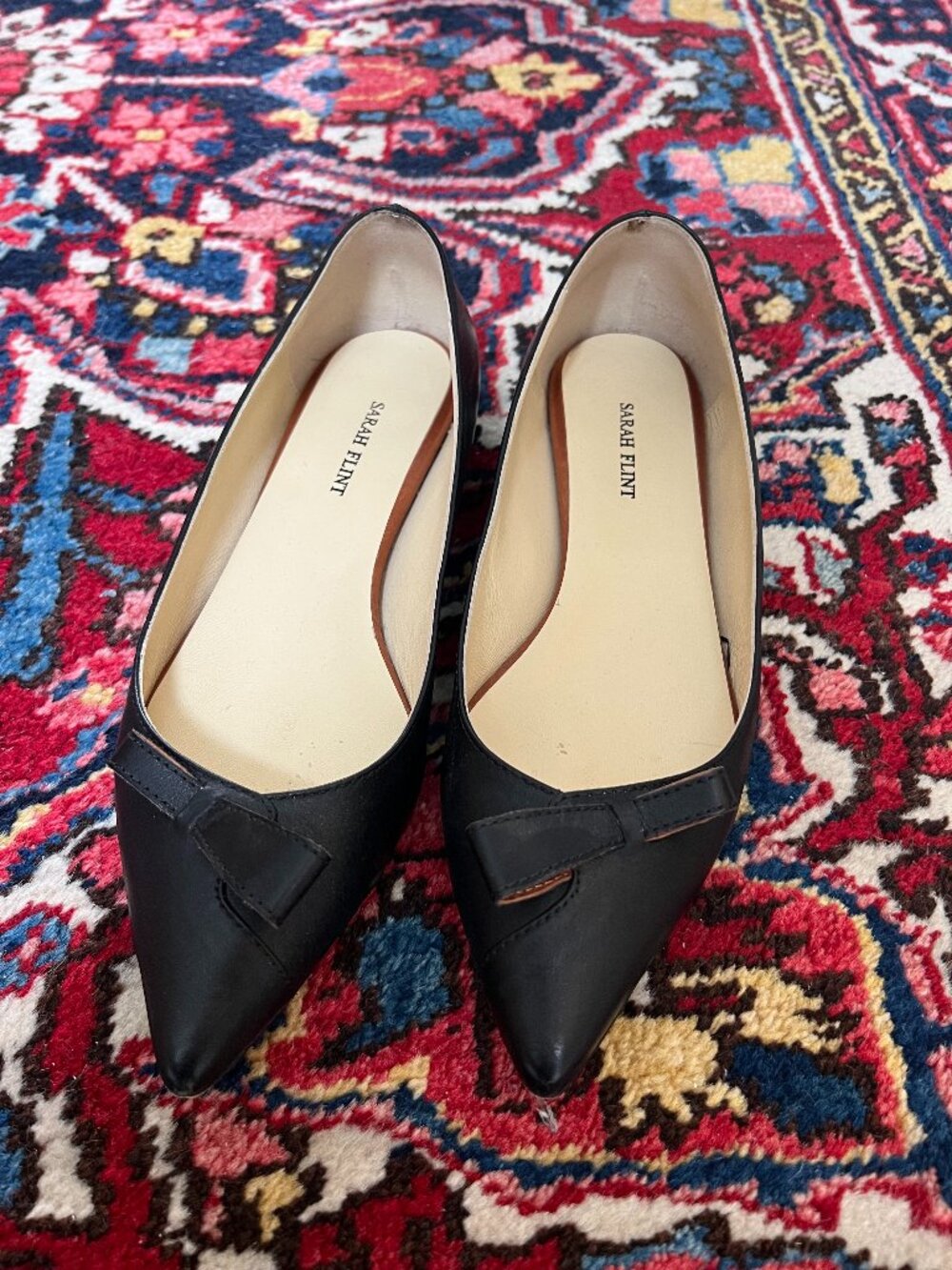 Sarah Flint Natalie Black Flats Timeless Elegance Size 7